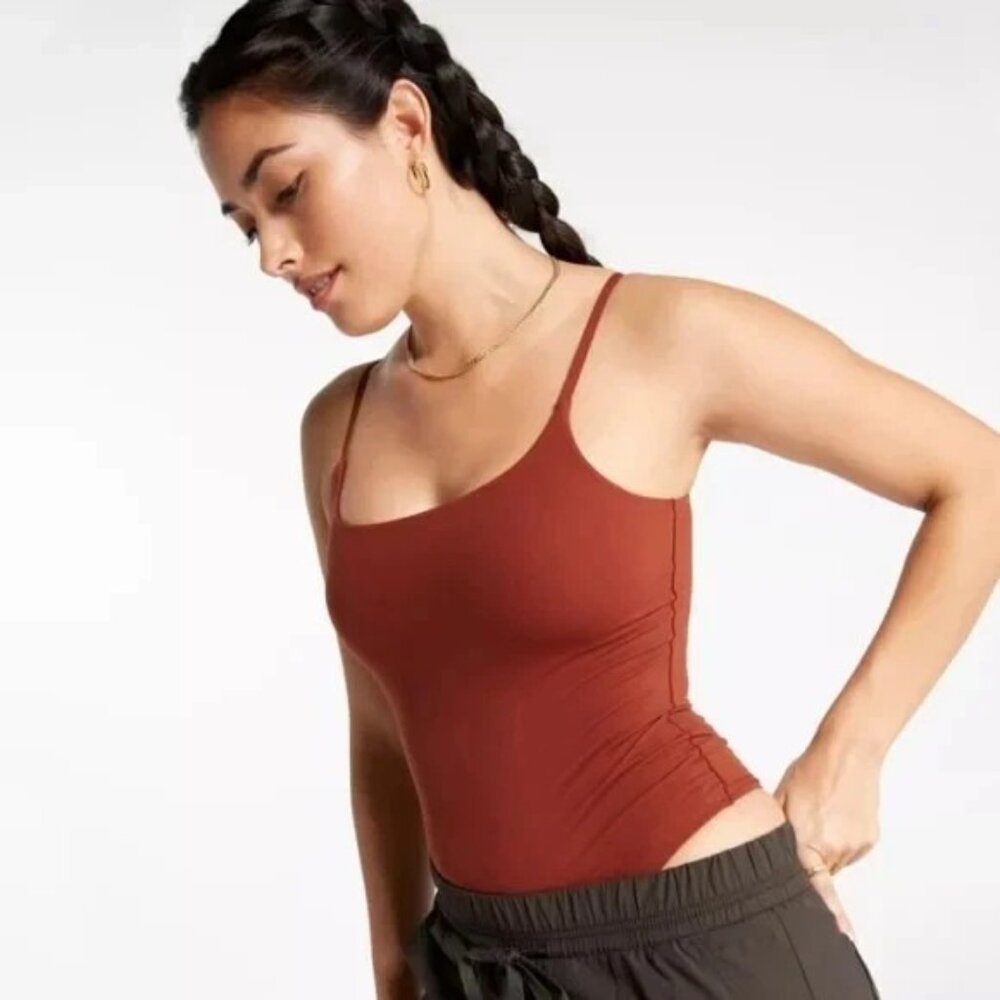 CALIA Inspire Lite Cami Bodysuit Womens Large Red‎ Brown Adjustable Strap